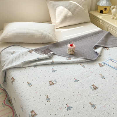 一面绒一面纯棉床盖单件加厚夹棉床单三件套双面两用全棉床褥子垫