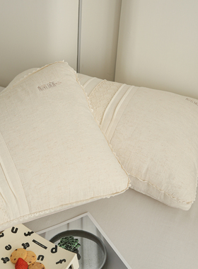 棉麻健康枕栖一方水溶花边蓬松枕芯单人枕48*74透气不闷热睡好觉3