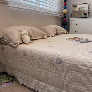 韩系柔软少女心卡通小纱布纯棉全棉床单床盖三件套纯棉230x250cm