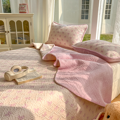 秋冬保暖加厚云感棉皱皱纱床盖单件家用牛奶绒床单三件套1.8m床品