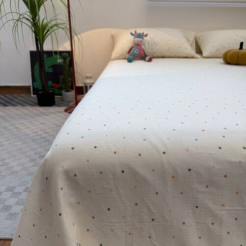 小清新100全棉双层纱纯棉床单单件简约波点被单床笠床垫保护罩1.5