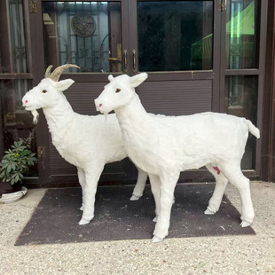 1:1仿真山羊模型奶粉店展厅装饰黑山羊白山羊摆件动物羊标本道具