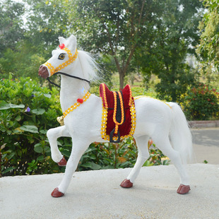 仿真会叫马动物摆件白龙马悍马儿童玩具橱窗摆件森林道具家居饰品