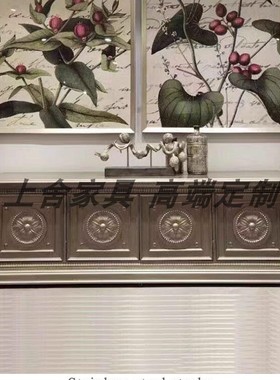 美式art家具筑源电视柜美式法式欧式客厅实木橡木雕花电视柜定制