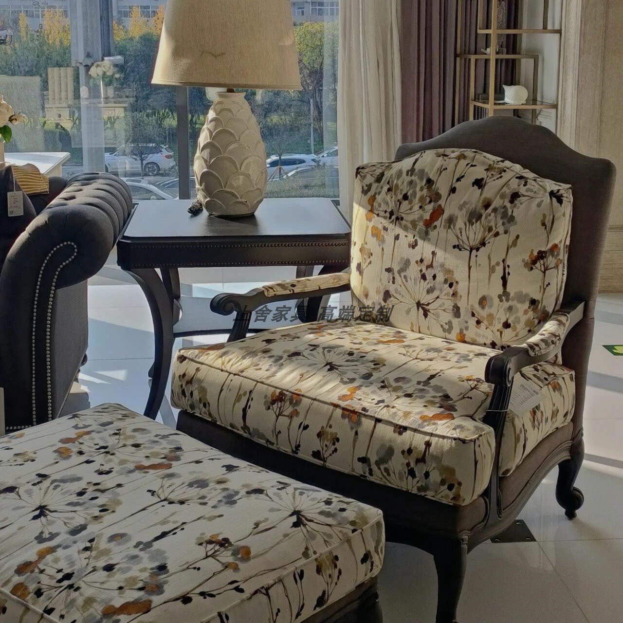 美式哈里斯后现代美式简约实木客厅单人沙发休闲椅美克休闲沙发