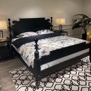 美克美式家具美家纯实木白色黑色昆西床1.35米/1.5米双人床1.8