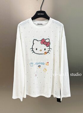 卡通猫咪雪糕甜筒图案T恤女