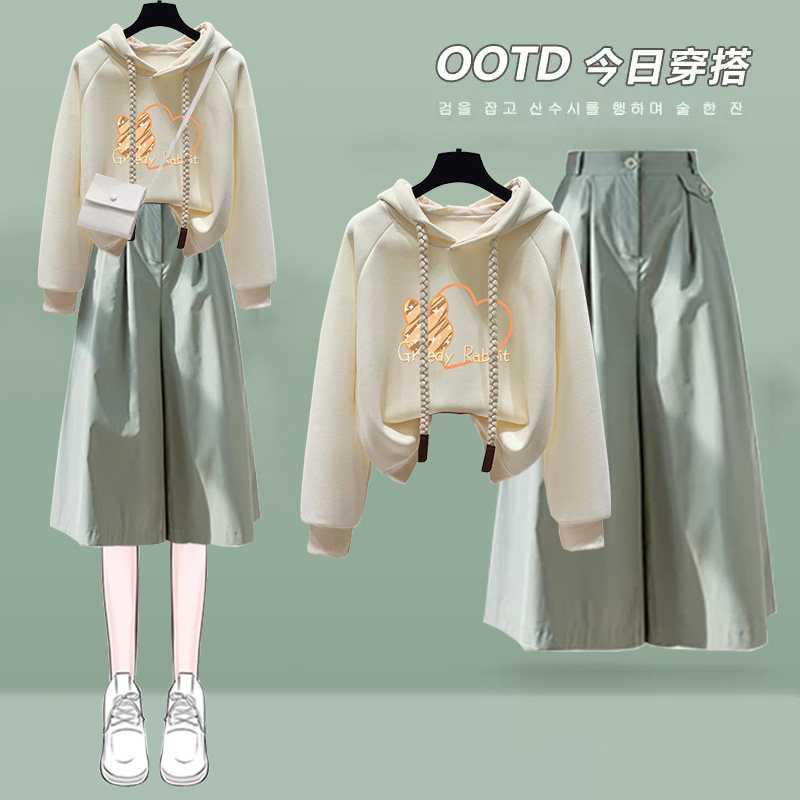 小清新洋气套装初中学生春秋季卫衣高中生学院风少女两件套