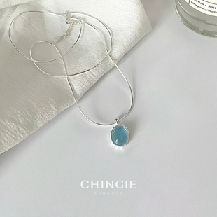爆款 青芥chingie海蓝宝精致轻奢高级感S925纯银项链2025新款 饰品