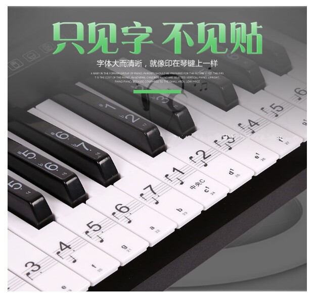 88键61键54键透明五线谱琴键贴纸钢琴音标简谱贴花电子琴键盘贴