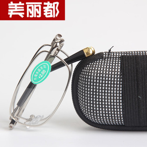 热卖地摊玻璃老花镜折叠便携式眼镜 时尚男女款东海水晶老花眼镜