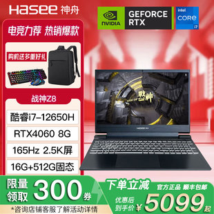 神舟 RTX3050 战神 Z8D6 4060独显直连游戏本笔记本电脑 Hasee