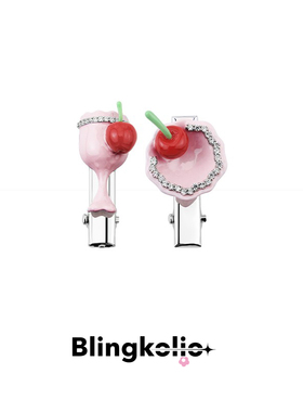 Blingkolio原创设计草莓牛奶餐具迷你发夹套装小众设计可爱甜美