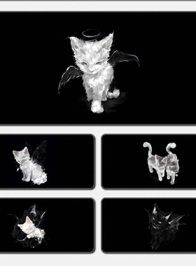 ins高级感氛围黑色猫咪超大号鼠标垫办公游戏电竞键盘书桌垫子男