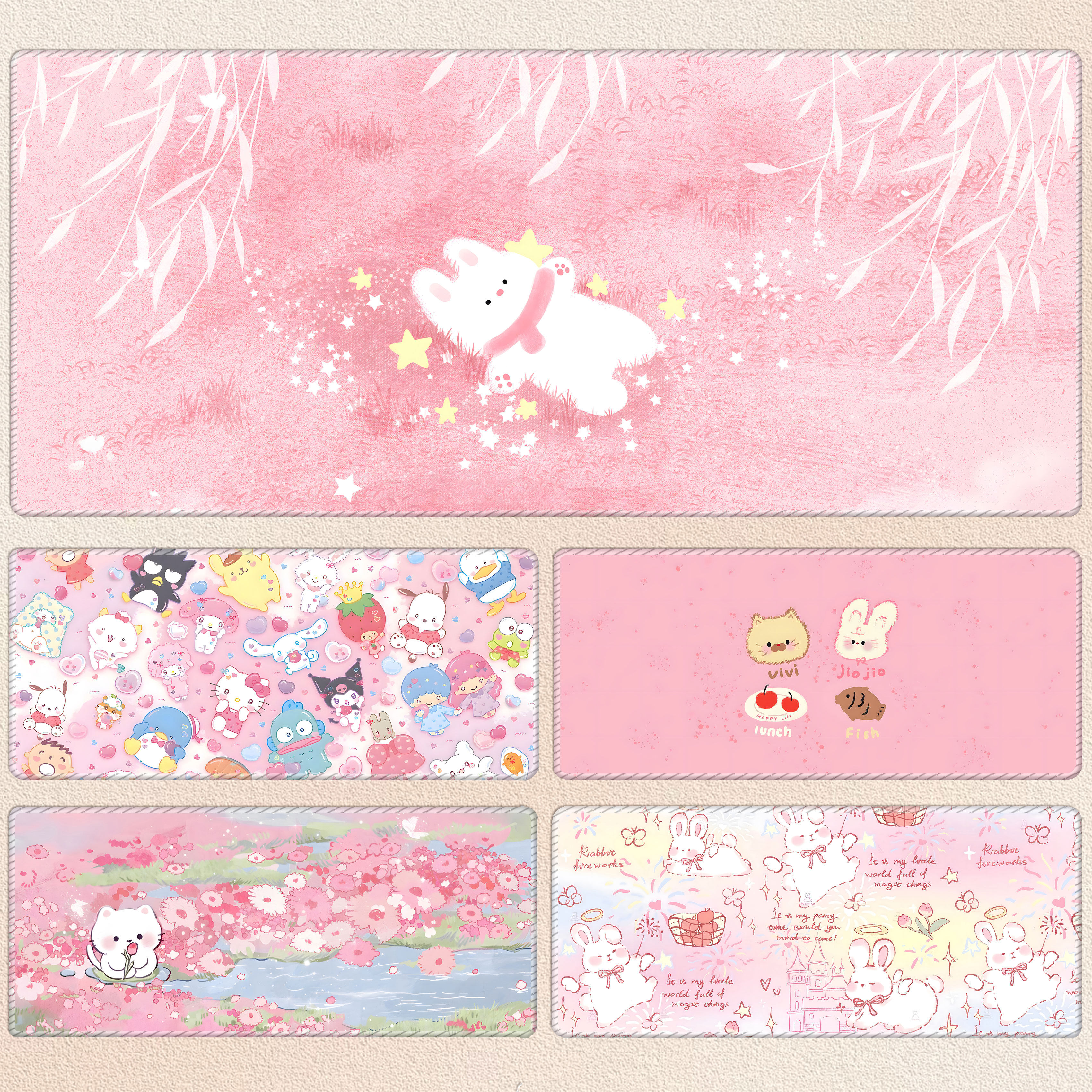 粉色系可爱少女卡通鼠标垫超大游戏桌垫学生宿舍笔记本电脑键盘垫,电脑硬件/显示器/电脑周边,鼠标垫/贴/腕垫,淘宝优惠券,粉丝福利购,淘宝优惠卷