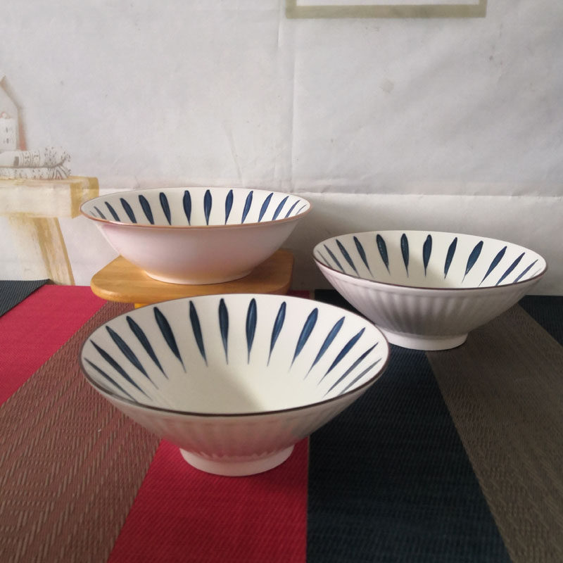 陶瓷和风系列新款8英寸汤碗汤勺套装家用日式陶瓷7面碗斗笠拉面碗,餐饮具,碗,淘宝优惠券,粉丝福利购,淘宝优惠卷