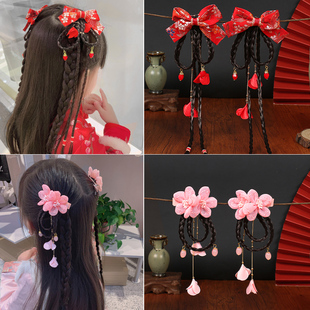 儿童新年汉服头饰头花女童小女孩发饰新款古风过年拜年喜庆发夹子