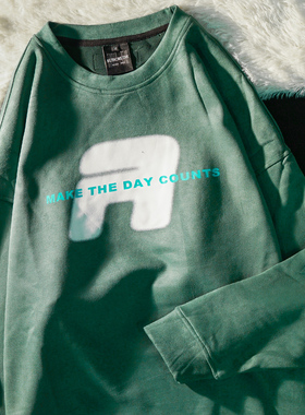 美式复古水洗圆领长袖T恤卫衣男女春秋季潮牌宽松情侣上衣外套