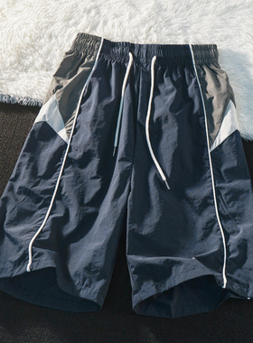 APWSTUDIO美式速干拼色休闲运动短裤男女夏季潮牌宽松情侣五分裤
