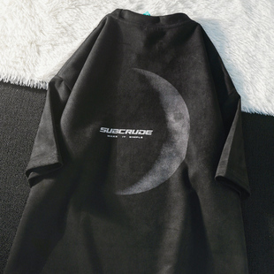 tee T恤男女夏潮牌麂皮绒情侣半袖 APWSTUDIO美式 高街oversize短袖