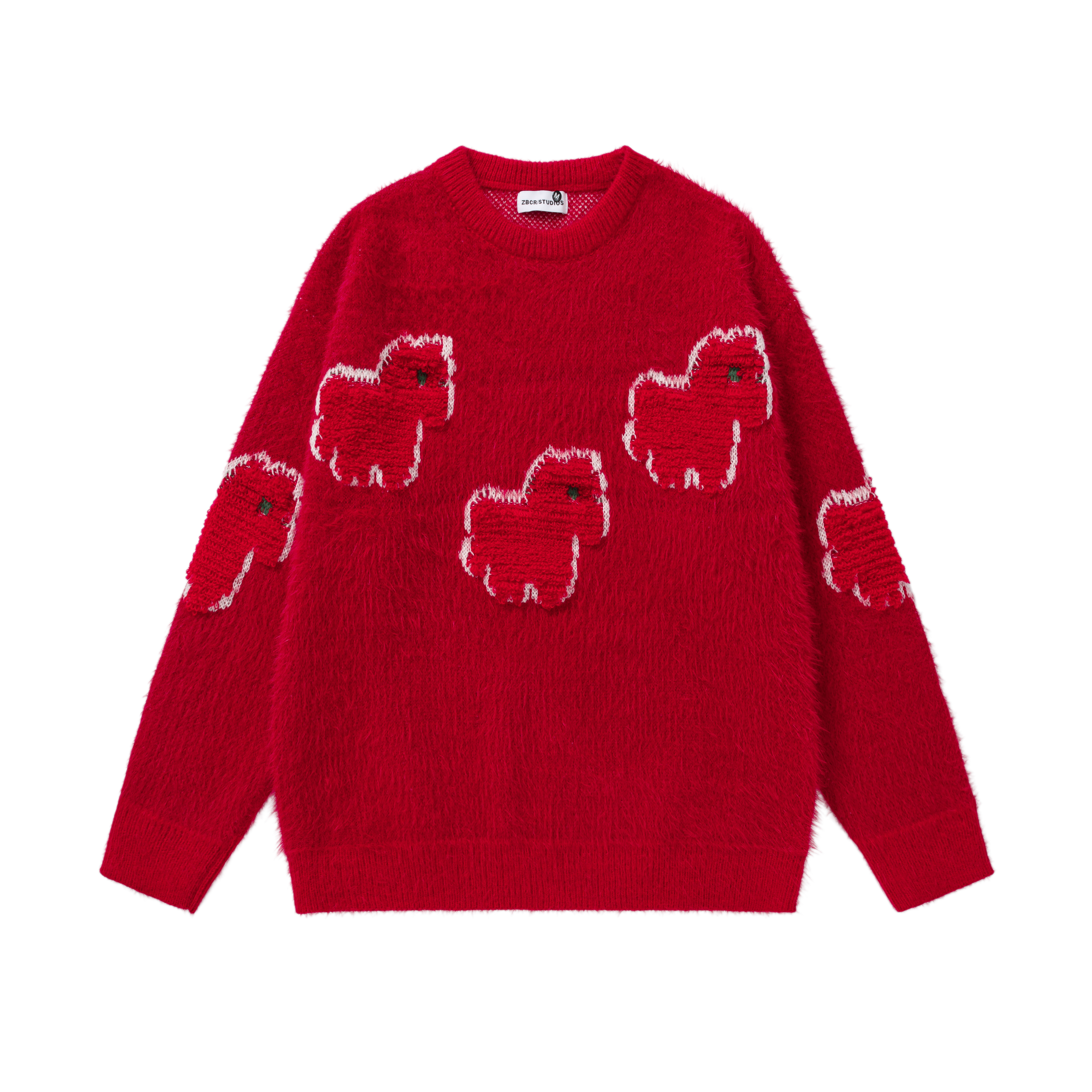 韩系提花马年本命年红毛衣女2025