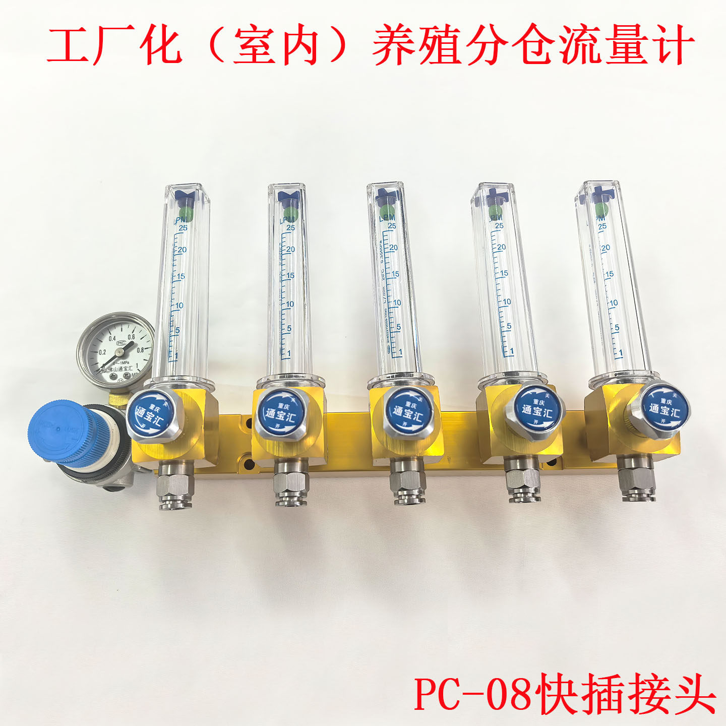 工厂化室内养殖氧气分流阀氧气流量计多通路分仓表带调压阀压力表