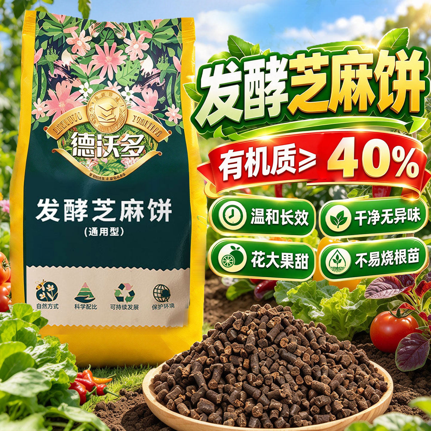 芝麻饼肥发酵有机肥原料缓释肥料菜籽豆粕蔬菜用种菜养花通用花肥