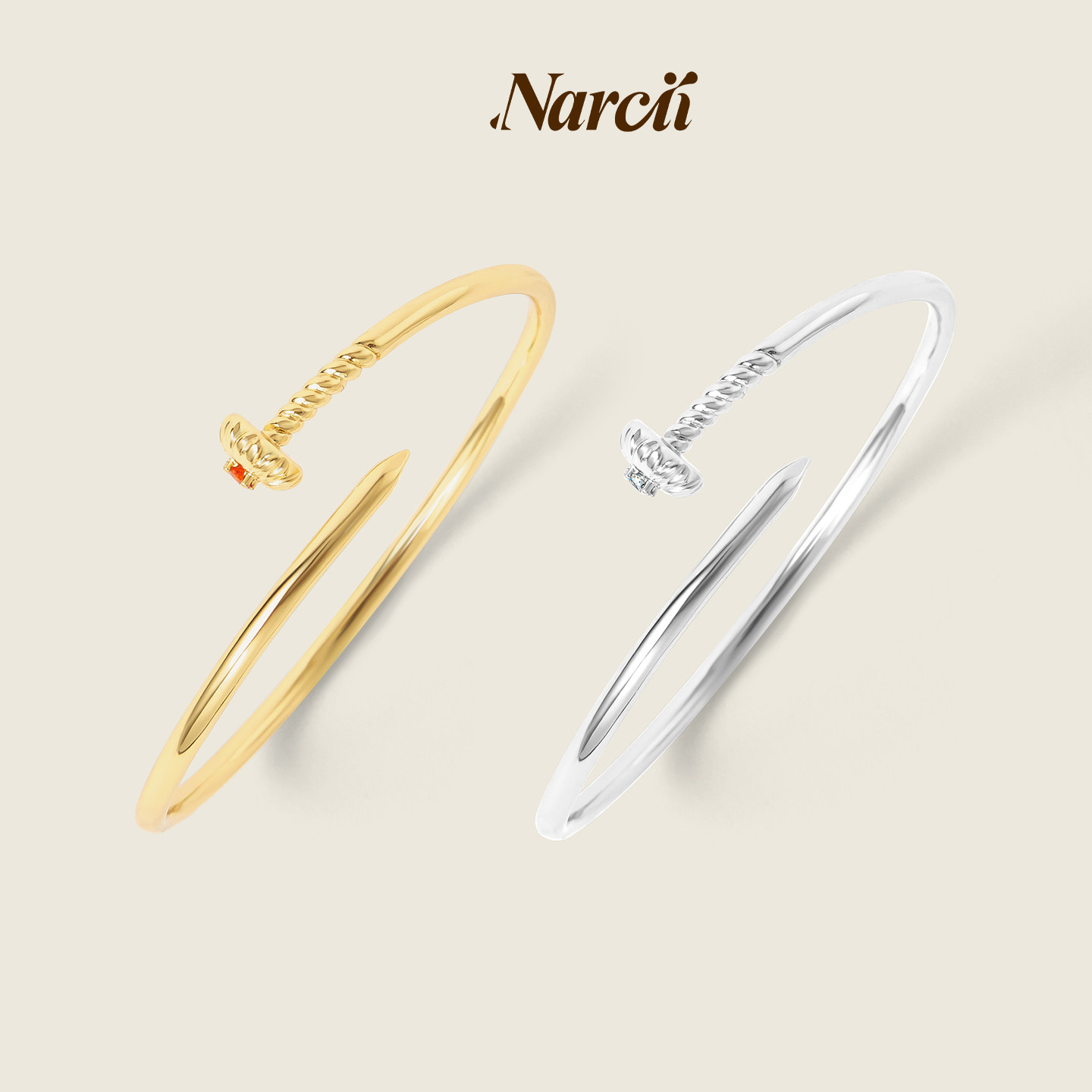 NARCII非洲菊钉子手镯小众设计轻奢开口手镯手饰设计师款生日礼物图片