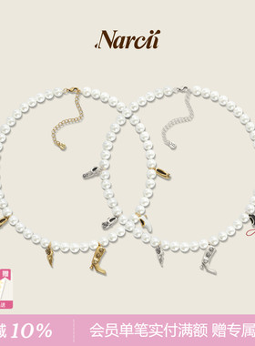 NARCII小鞋子珍珠项链女设计感精致百搭复古秋冬毛衣链生日礼物