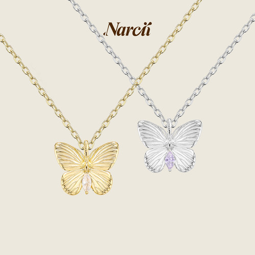 NARCII925银蝴蝶项链小众原创女