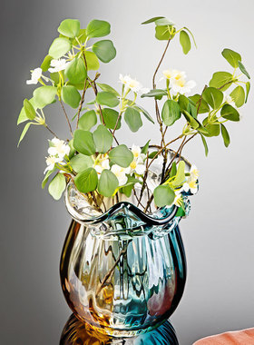 高级手工琉璃花瓶客厅酒柜家居装饰摆件样品间艺术品乔迁送礼