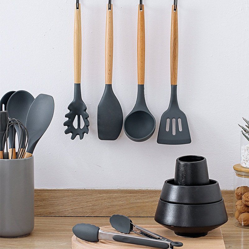 烹饪勺铲木柄硅胶厨具套装捞面铲子汤勺漏勺不粘锅硅胶铲锅铲煎铲,厨房/烹饪用具,锅铲,淘宝优惠券,粉丝福利购,淘宝优惠卷