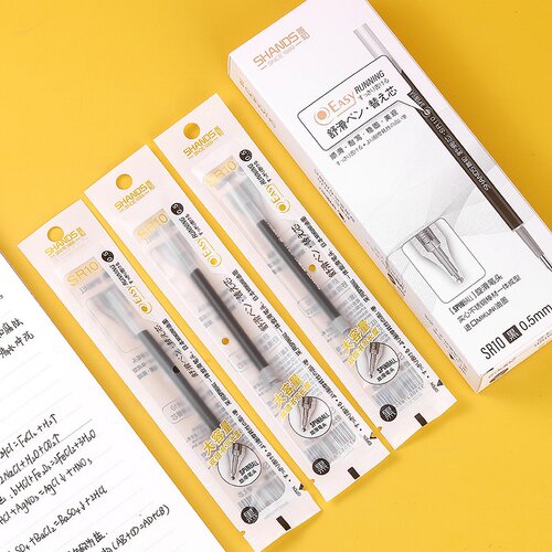 善知按动中性笔替芯0.5mm黑色旋滑笔头水性刷题记笔记中性笔笔芯