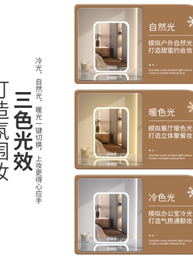 网红led化妆镜补光灯台式桌面美妆镜可折叠充电触摸随身便携镜子