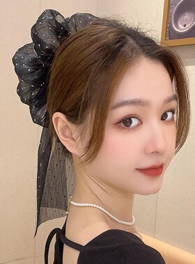 气质发夹黑色大蝴蝶结小抓夹高颅顶后脑勺2026年新款盘发马尾夹女