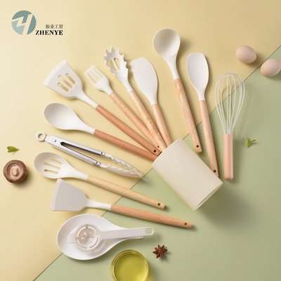 轻版木柄硅胶厨具11件套厨房工具烹饪铲勺十一件套 Kitchen Sets