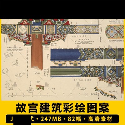 中国古代北京皇城建筑装饰图案纹样榫卯结构故宫配色图片参考素材