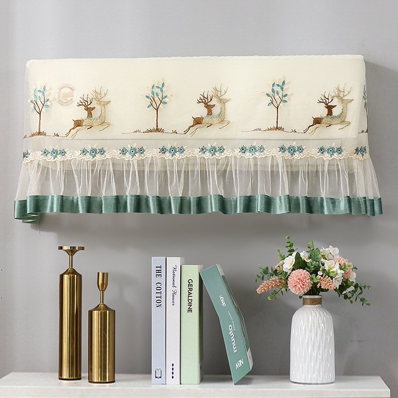 新款 蕾丝布艺 挂式空调罩 空调套防尘罩开机不取1.5匹空调挡风帘