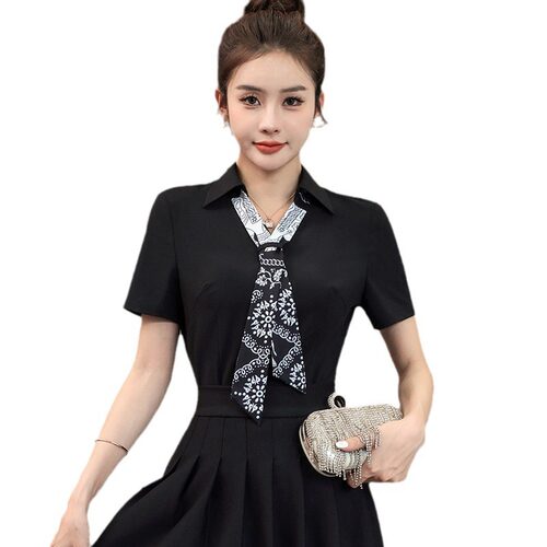 ktv公主百褶裙百搭性感服装休闲足浴技师工作服酒店前台制服3080