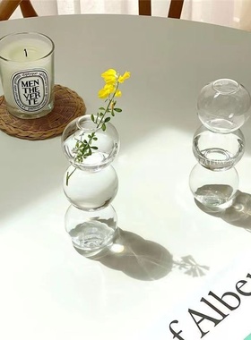 玻璃泡泡花瓶北欧风插花器水培球型桌面摆件民宿家居装饰品