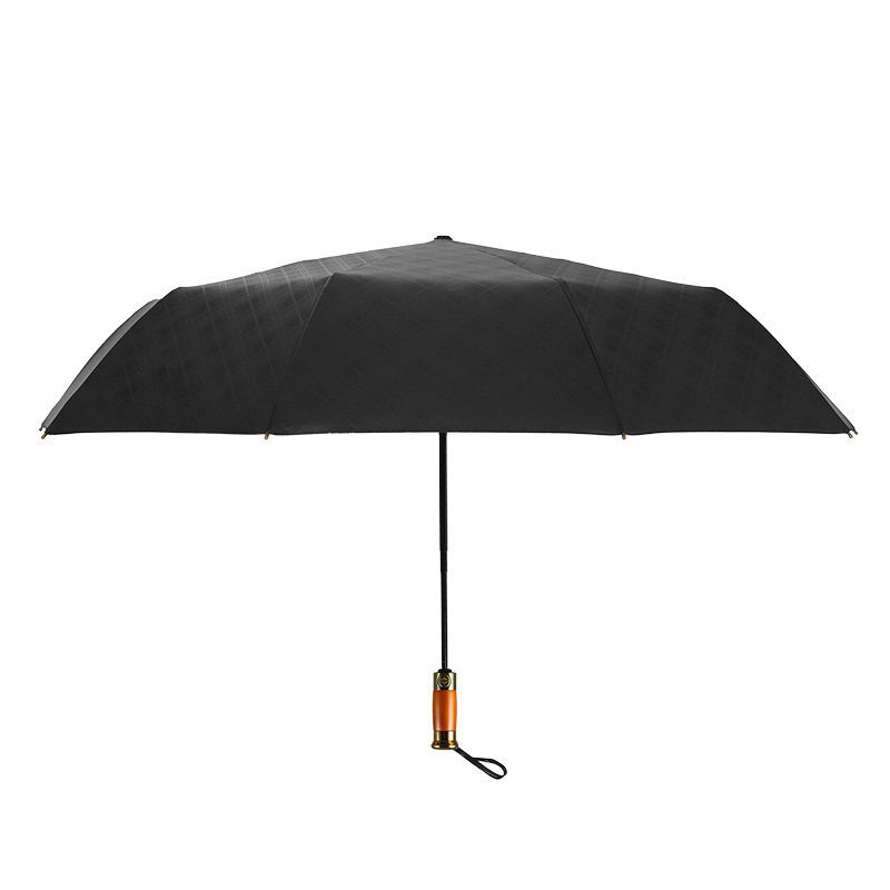 三折复古实木手柄男士商务伞晴雨两用加大加厚抗风暴雨折叠广告伞