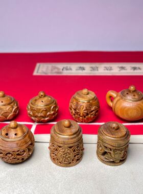 中式绿檀镂空香囊西施灯笼牡丹宝莲把把壶扩香器挂件檀香饰品装饰