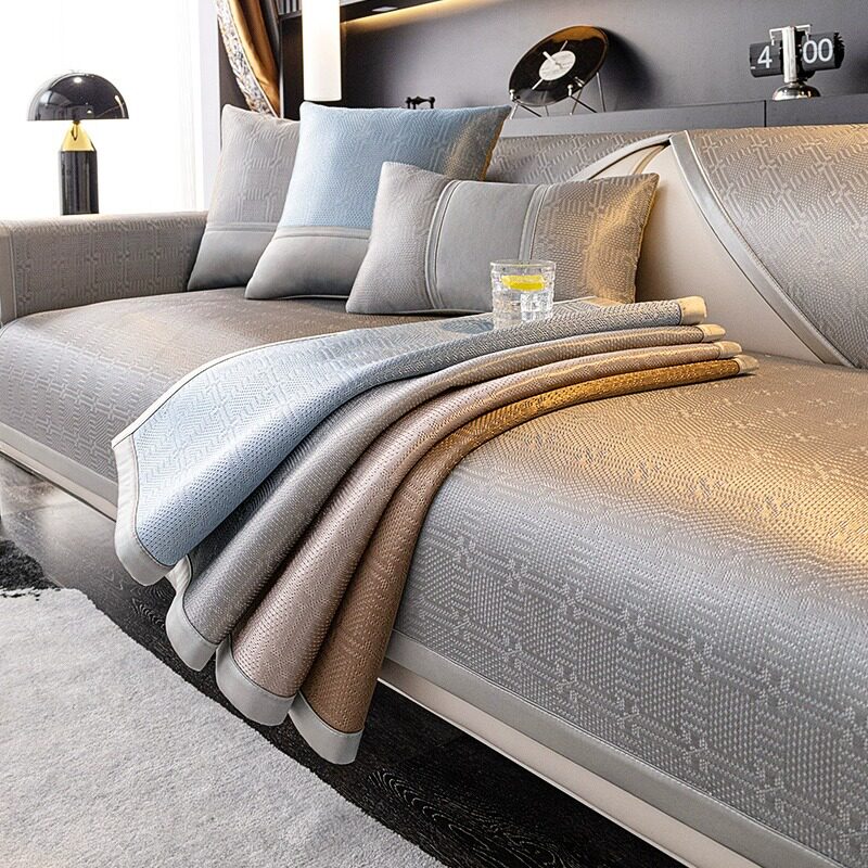 冰丝沙发垫简约现代高端防滑皮沙发套罩皮夏季夏天款凉席坐垫