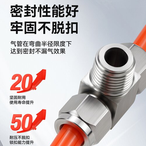 304不锈钢快拧接头PU8*5直通中间气动气管接头PG变径PM隔板PV直角