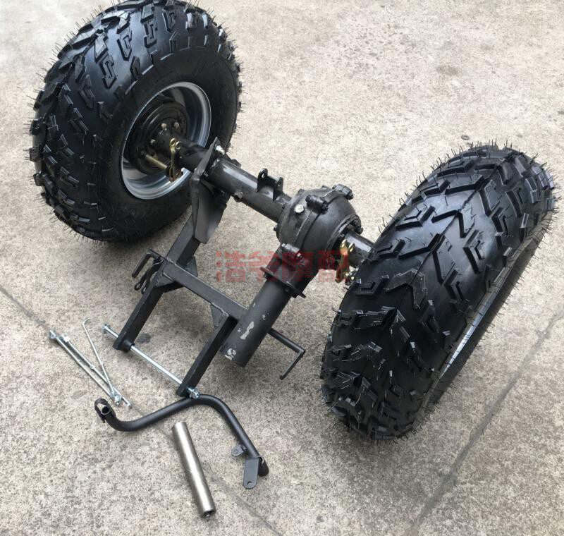 自制沙滩车配件轴传动差速器鼓刹后桥两轮摩托车改三四轮10寸轮胎