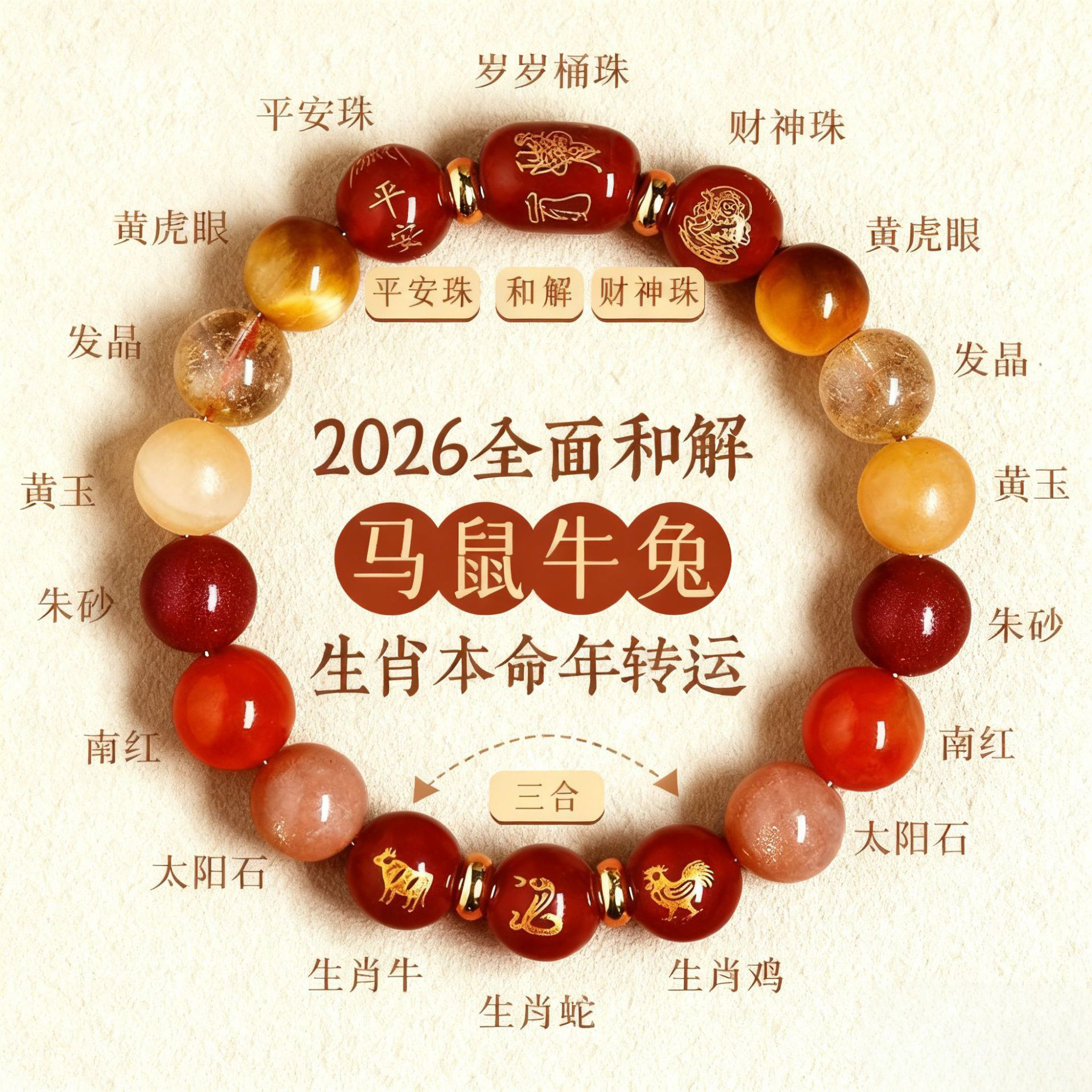 天然朱砂手串正品马年红绳手链本命年高端水晶女款手绳属男士佩戴