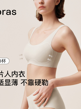 ubras无尺码小奶皮纸片人内衣女胸大显小瘦薄无痕隐形背心文胸罩
