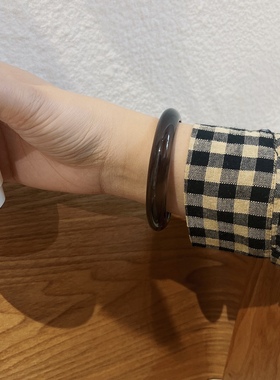 超级酷的天然冰种黑曜石手镯男女情侣黑色玉石手镯