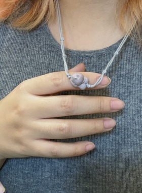 「孤品」温柔山芋紫天然阿拉善可爱小兔子质感棉绳手工编绳项链女