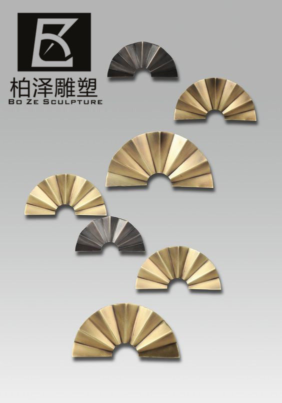 简约现代不锈钢扇子墙饰样板房背景墙创意壁挂装饰品工艺品壁饰